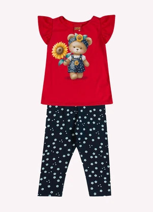 Kyly - Conjunto Infantil Menina Ursinha Vermelho - KYLY