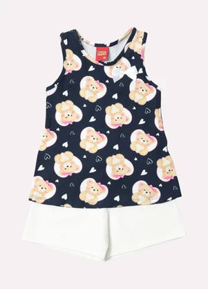 Kyly - Conjunto Infantil Menina Ursinho Azul Marinho - KYLY