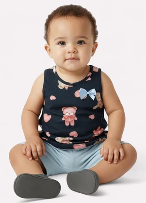 Kyly - Conjunto Infantil Menina Ursinho Azul Marinho - KYLY