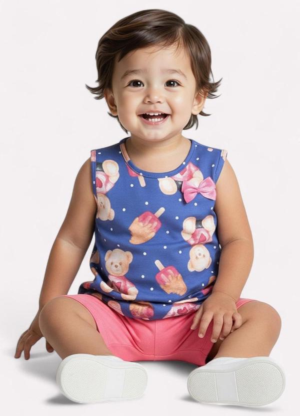 Kyly - Conjunto Infantil Menina Ursinho Azul