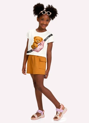 Kyly - Conjunto Infantil Menina Ursinho Branco - KYLY