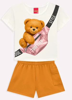 Kyly - Conjunto Infantil Menina Ursinho Branco - KYLY