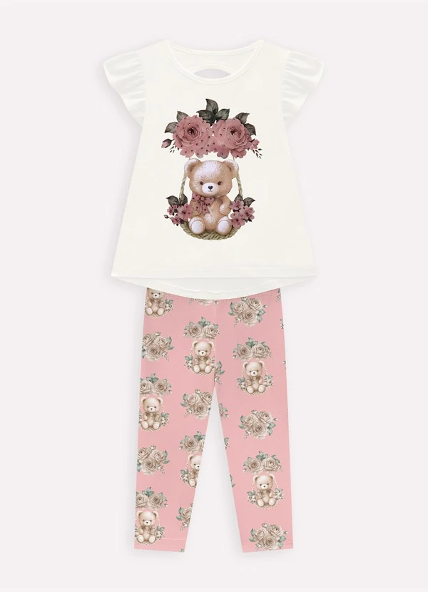 Milon - Conjunto Infantil Menina Ursinho Off White