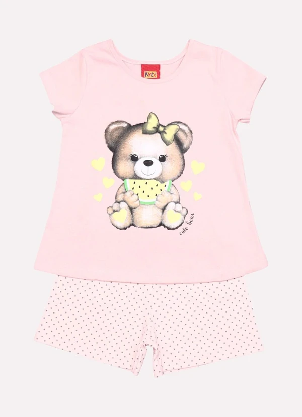 Kyly - Conjunto Infantil Menina Ursinho Rosa 1