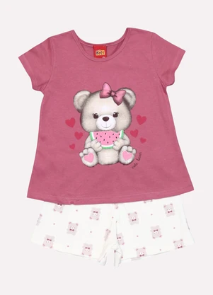 Kyly - Conjunto Infantil Menina Ursinho Rosa - KYLY
