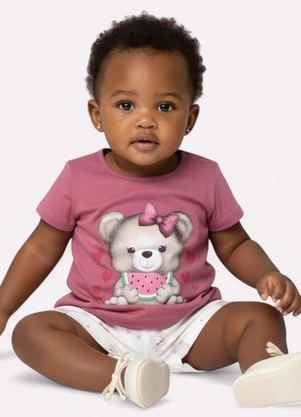 Kyly - Conjunto Infantil Menina Ursinho Rosa - KYLY
