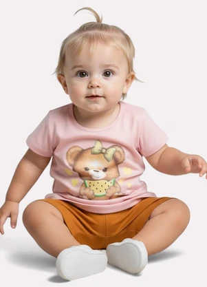 Kyly - Conjunto Infantil Menina Ursinho Rosa - KYLY