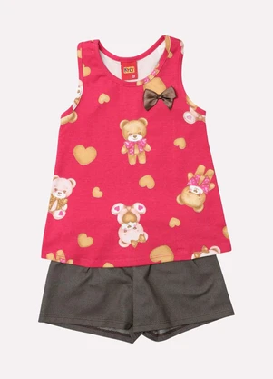 Kyly - Conjunto Infantil Menina Ursinho Rosa - KYLY
