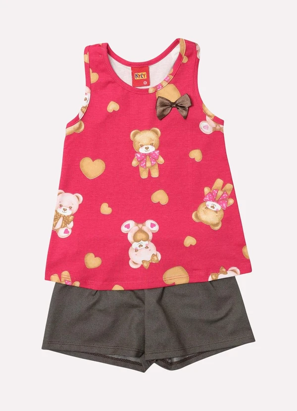 Kyly - Conjunto Infantil Menina Ursinho Rosa 2