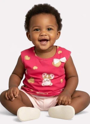 Kyly - Conjunto Infantil Menina Ursinho Rosa - KYLY