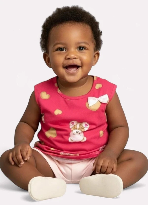 Kyly - Conjunto Infantil Menina Ursinho Rosa