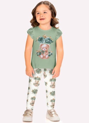 Milon - Conjunto Infantil Menina Ursinho Verde - MILON