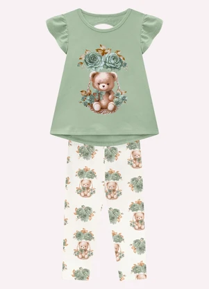Milon - Conjunto Infantil Menina Ursinho Verde - MILON