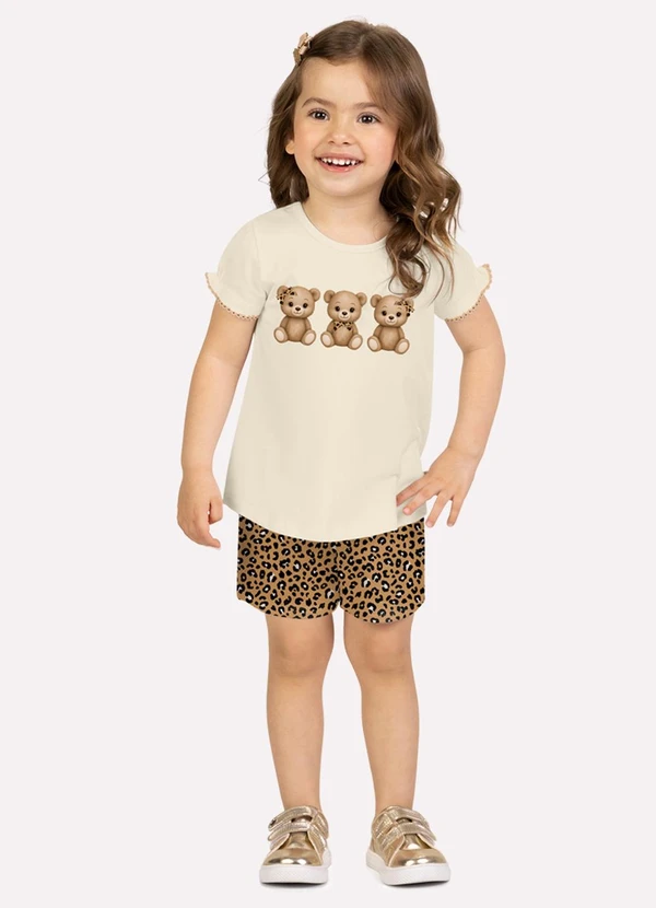 Milon - Conjunto Infantil Menina Ursinhos Bege