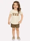 Milon - Conjunto Infantil Menina Ursinhos Branco - variação: Bege