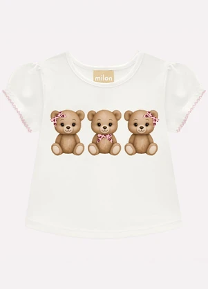 Milon - Conjunto Infantil Menina Ursinhos Branco - MILON