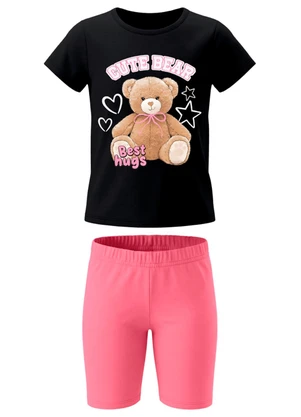 Brandili - Conjunto Infantil Menina Urso Preto - BRANDILI