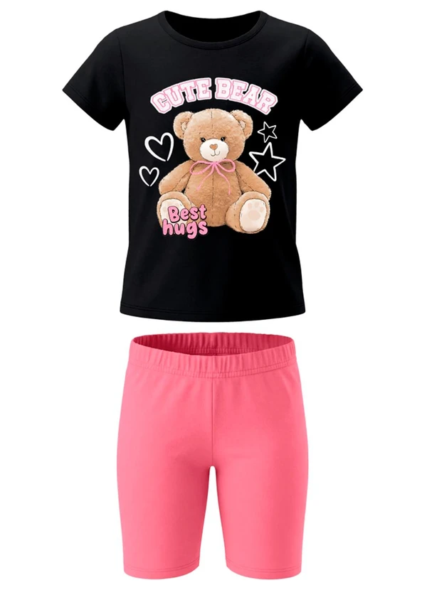 Brandili - Conjunto Infantil Menina Urso Preto