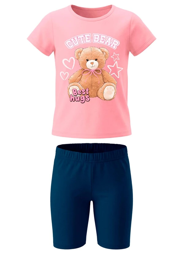 Brandili - Conjunto Infantil Menina Urso Rosa