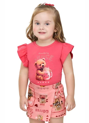 Elian - Conjunto Infantil Menina Urso Strass Laranja - ELIAN