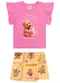 Elian - Conjunto Infantil Menina Urso Strass Laranja - variação: Rosa