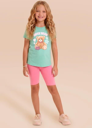 Brandili - Conjunto Infantil Menina Urso Verde - BRANDILI