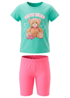 Brandili - Conjunto Infantil Menina Urso Verde - BRANDILI