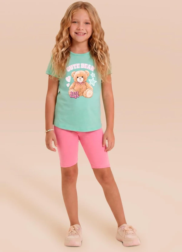 Brandili - Conjunto Infantil Menina Urso Verde