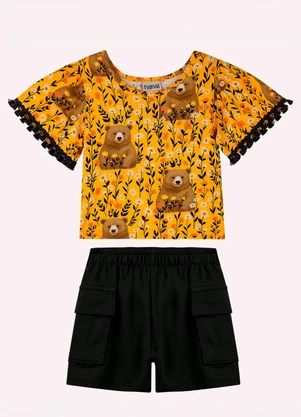 Nanai - Conjunto Infantil Menina Ursos Amarelo - NANAI