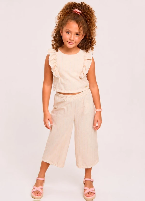 Vida Costeira - Conjunto Infantil Menina Verão Regata Babados e Ca