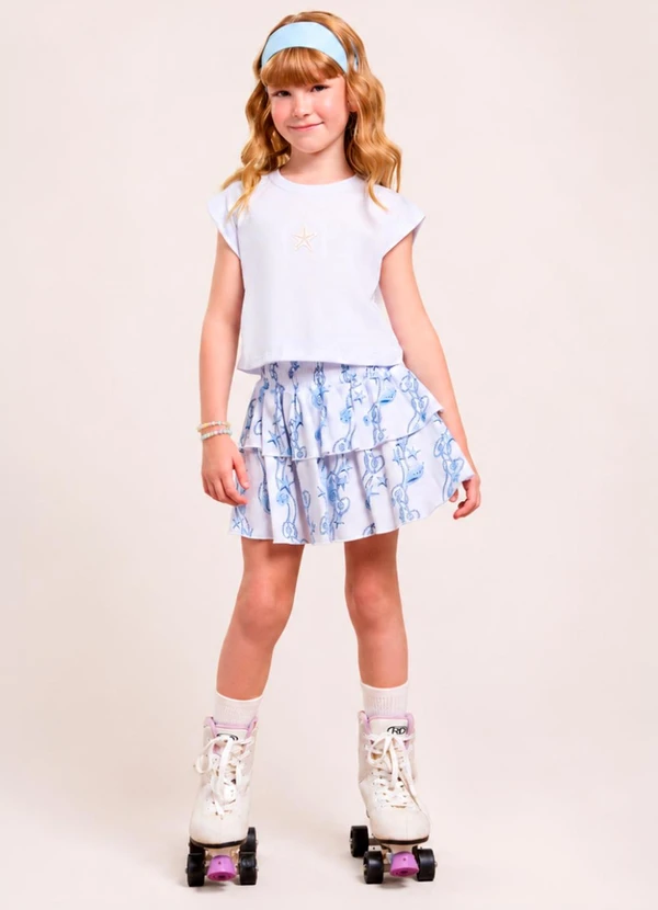 Vida Costeira - Conjunto Infantil Menina Verão Regata e Saia Estre