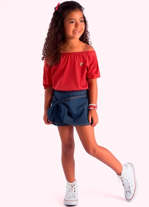 Duduka - Conjunto Infantil Menina Vermelho - DUDUKA