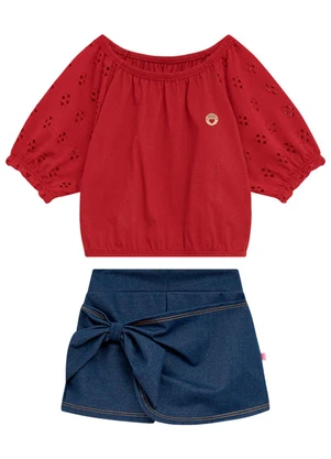 Duduka - Conjunto Infantil Menina Vermelho - DUDUKA