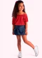 Duduka - Conjunto Infantil Menina Bege - variação: Vermelho