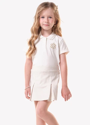 Trick Nick - Conjunto Infantil Polo com Shorts Saia Bege - TRICK NICK