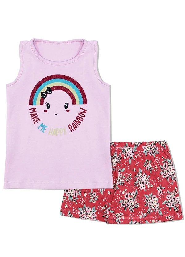 Turminha - Conjunto Infantil Rainbow Rosa