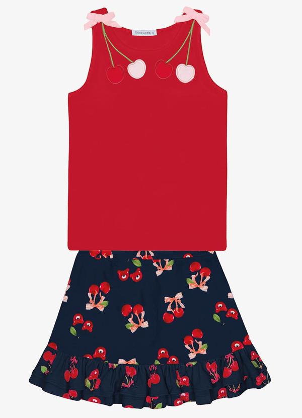 Trick Nick - Conjunto Infantil Regata com Saia Vermelho 1