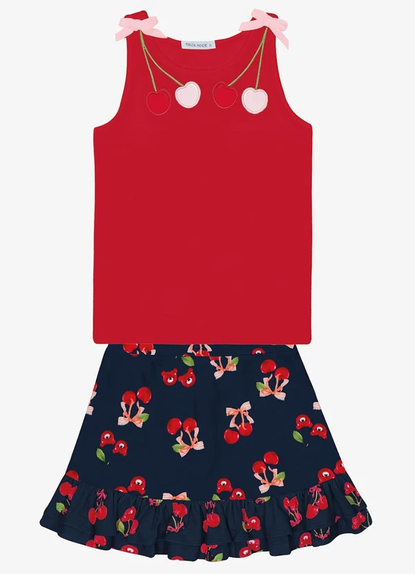 Trick Nick - Conjunto Infantil Regata com Saia Vermelho