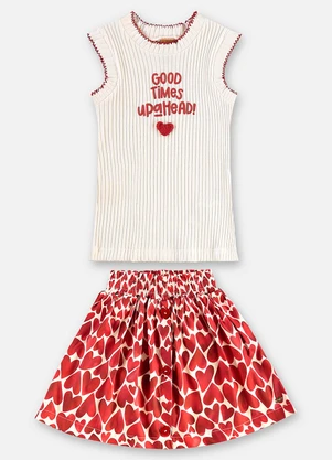 Up Baby - Conjunto Infantil Regata e Saia Bege - UP BABY