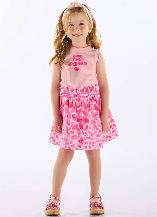 Up Baby - Conjunto Infantil Regata e Saia Rosa