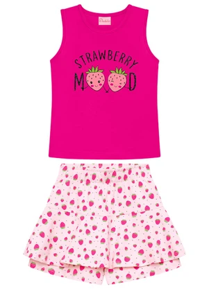 Duduka - Conjunto Infantil Regata e Short Saia Rosa - DUDUKA