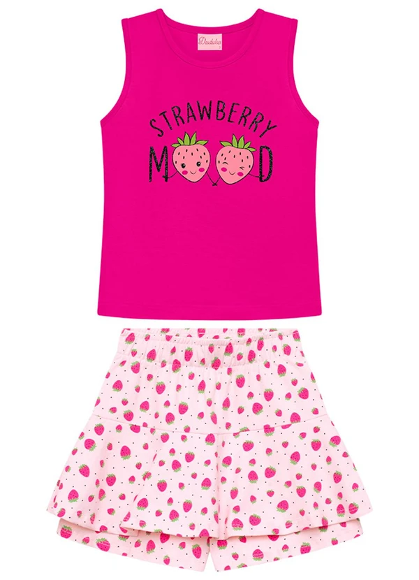 Duduka - Conjunto Infantil Regata e Short Saia Rosa 2