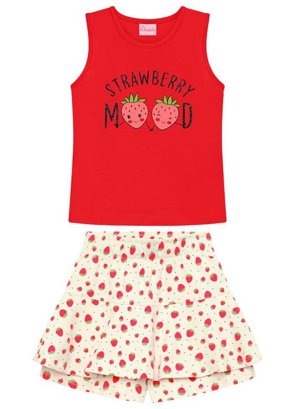 Duduka - Conjunto Infantil Regata e Short Saia Vermelha