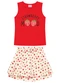 Duduka - Conjunto Infantil Regata e Short Saia Rosa - variação: Vermelha