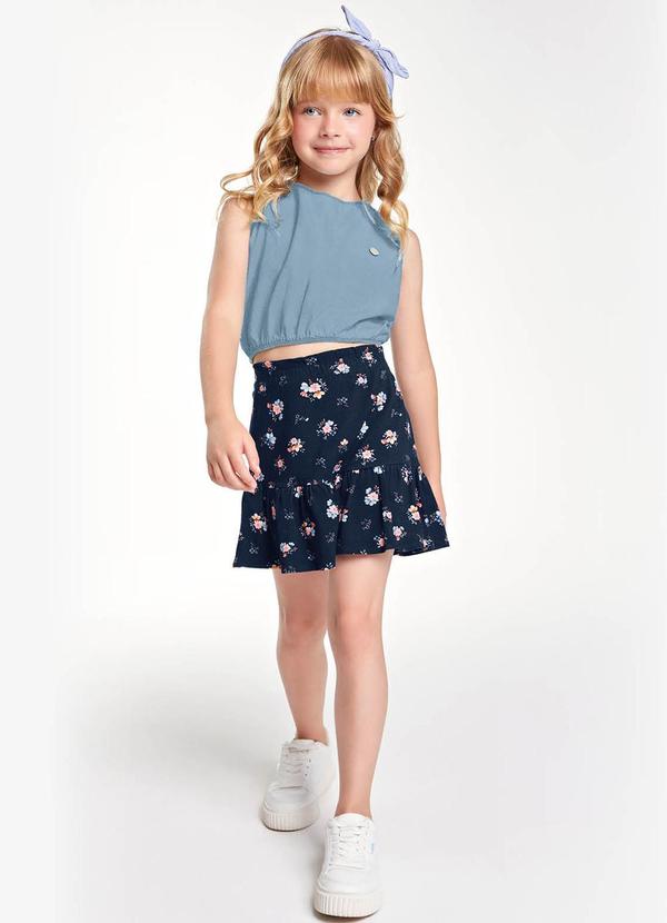 Trick Nick - Conjunto Infantil Regata e Shorts Saia Azul