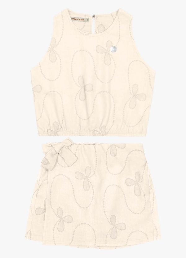 Trick Nick - Conjunto Infantil Regata e Shorts Saia Bege