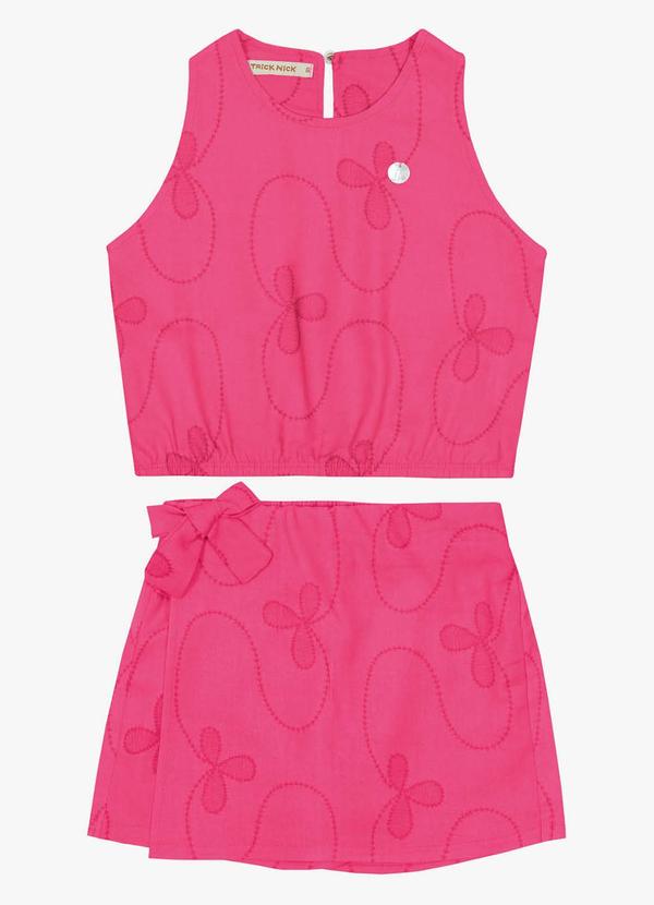 Trick Nick - Conjunto Infantil Regata e Shorts Saia Rosa