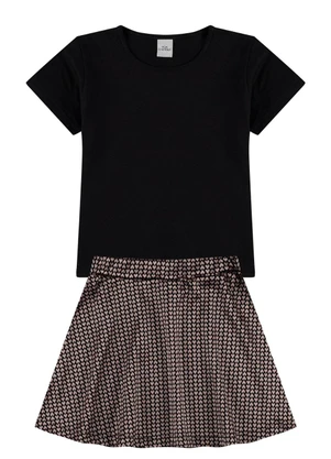 Vida Costeira - Conjunto Infantil Saia Basico Preto - VIDA COSTEIRA