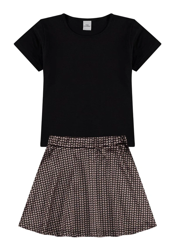 Vida Costeira - Conjunto Infantil Saia Basico Preto 2