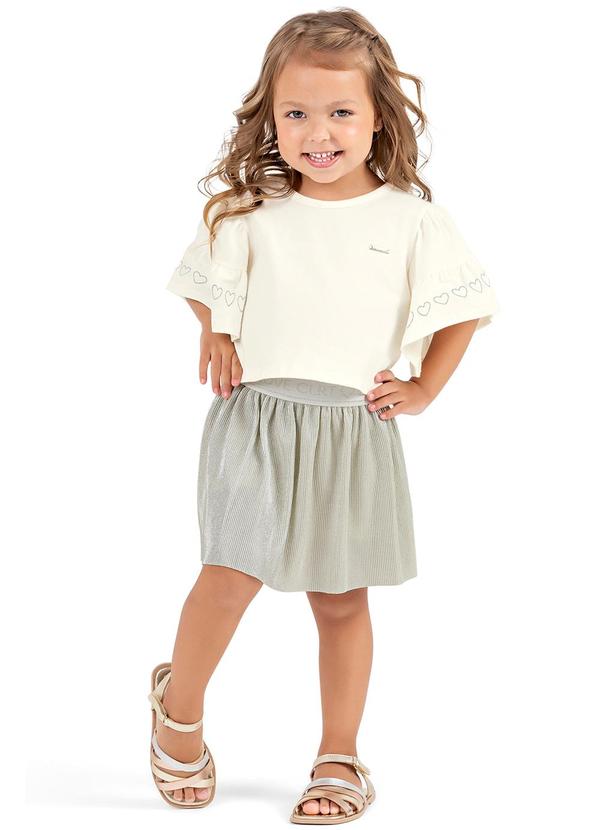 Colorittá - Conjunto Infantil Saia Brilhante Colorittá Bege 1